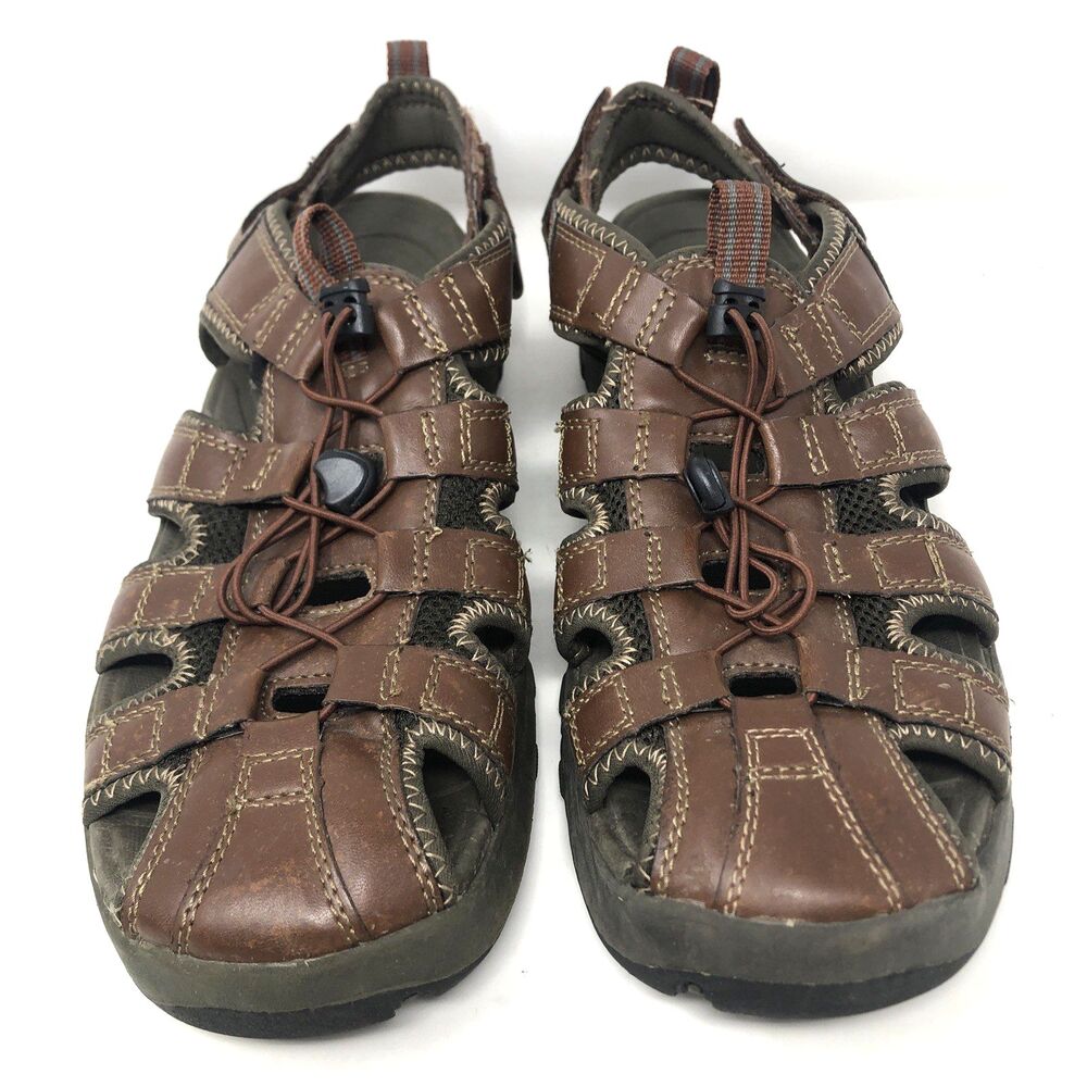 Nunn Bush Fishermans Sandals Mens Size 12 Brown Faux Leather Outdoors Gorpcore